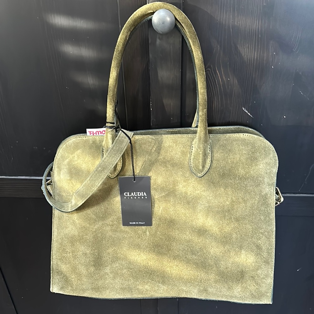 Claudia Firenze Elegant Olive Green Suede Women's Bag nwt